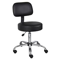 Boss Office Products B245-BK Be Well Medical Spa Stool with Back in Black