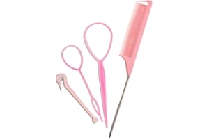 4 Pieces Topsy Tail Hair Tools, Lazy Hair Styling Tools Set, Large and Small Hair Drawing Hooks, Hair Removal Hook for Detang