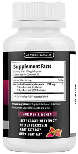 Forskolin Extract - 500mg - Promotes Weight Loss for Men and Women - Diet Pills - Burn Body Fat - Appetite Suppressant, Carb Blocker and Metabolism Booster - 60 Veggie Capsules