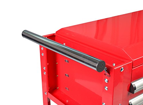 Enjoi Utility Tool Cabinet Service Cart Tool Chest Workshop Rolling Storage Trolley Tool Box w/Drawers (Red)