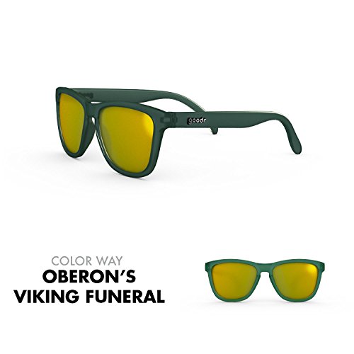goodr RUNNING SUNGLASSES - No Slip, No Bounce, UV Polarized (Oberon's Viking Funeral, Gold)