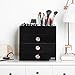 Beautify Large Black Acrylic Cosmetic Makeup Organizer Stand with 3 Drawers, 21 Brush/Lip Gloss Holders and 6 Individual Top Sections