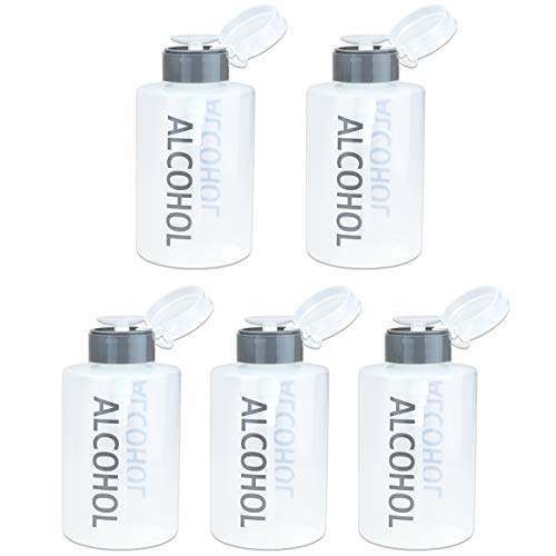 Beauticom 12 Oz ALCOHOL Labeled Liquid Push Down Pump Dispenser Bottle with Flip Top Cap (Gray)