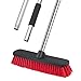 Sincetron Long Handle Floor Scrubbing Brush, Push Broom with 12'' Bristle Brush Head and 49'' Removable Stainless Steel Handle for Cleaning Indoor and Outdoor