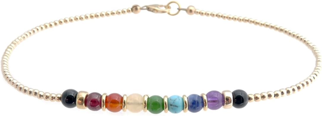 Handmade Chakra Anklet Gold Gemstone Balancing Healing Crystals Therapy Yoga Meditation
