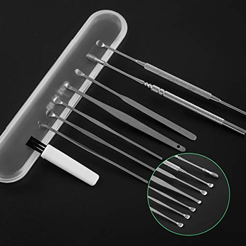 8 Pcs Ear Pick,MUIIGOOD Earwax Removal Kit Ear Cleansing Tool,Ear Curette with Storage Box and Cleaning Brush