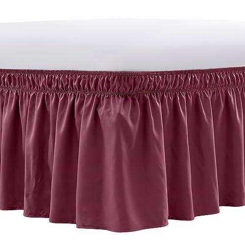 FreshCulture Bed Skirt King 15" Burgundy