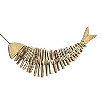 Royal Brands Nautical Wooden Hanging Fish Skeleton Figure - Natural Wood - Brown 34" X 1" X 9"