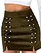 PROGRACE Ladies Faux Suede Criss Cross Tight Bodycon Above Knee Pencil Skirt Green M