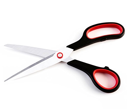 Left Handed Office Scissors Sewing Fabric Scissors Sharp Shears Titanium Blades with Comfort Grip and Durable Design, 3 scissors set - small, medium and large …