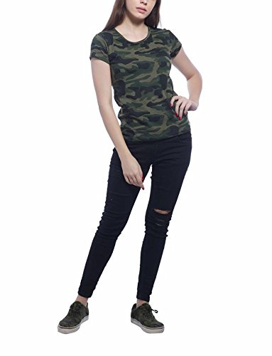 clifton women's army printed half sleeve r-neck t-shirt