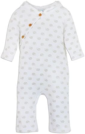 Feather Baby Unisex Little Girls Boys Pima Cotton Long Sleeve Winter Weight Hoodie Baby Romper, 0-3 Months, Hedgehog