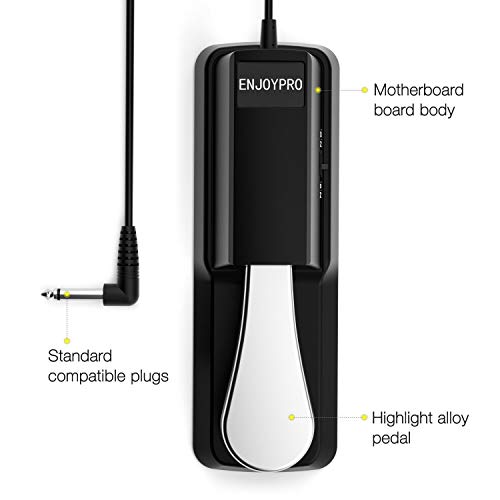 ENJOYPRO Sustain Pedal, Electronic Piano Keyboard Pedal, Universal Foot Damper Pedal with 1/4 Inch Plug