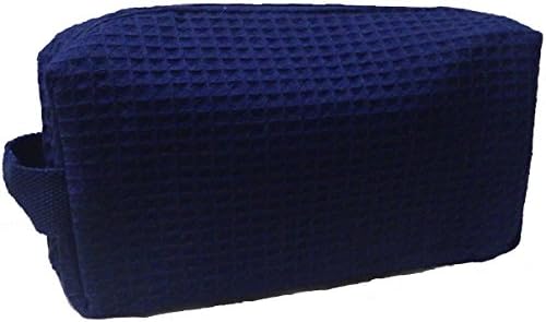 Cotton Waffle Cosmetic Bag, Small, Navy