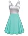 MISSKY Women's Open Back Sleeveless Sexy Hollow out Black White Stripe Slim Fit and Flare Classical Casual Cute Mini Cocktail Retro Vintage Swing Dress (S, Mint)