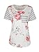 2017 Women's Spring Summer Floral Print Striped Short Sleeve T Shirts Loose Casual Tops,White,X-Large