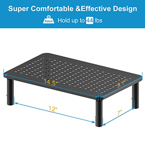 Monitor Stand Riser - Laptop Stand - 3 Height Levels Adjustable Stand with Non-Skid Rubber, Sturdy, Stable Black Metal Construction for Computer, iMac, PC, Printer