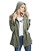 Cekaso Women's Anorak Jacket Lightweight Drawstring Hooded Military Parka Coat, Army Green, TagsizeXL=USsize10-12