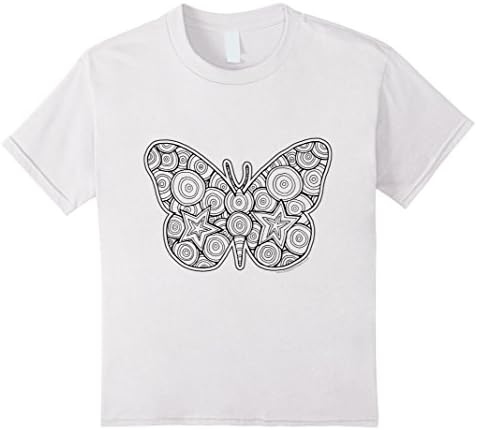 unisex-child Kids Butterfly T-Shirt (for coloring/colouring in) 6 White