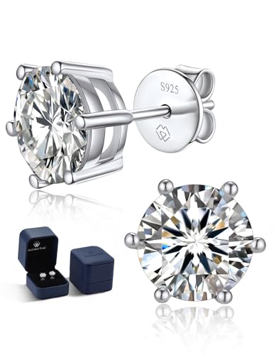 MomentWish Moissanite Women's Earrings, 1-4 Carat Moissanite Diamond 925 Sterling Silver/Gold/Rose Gold Hypoallergenic Earrings Jewelry Gift for Women 4/5/6.5/7.5/8 mm