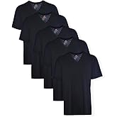 Hanes Men’s Tall 100% Cotton V-Neck Undershirts, Tagless, Ultra Comfort, 6X-Large Tall, Black - 5 Pack