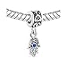 LovelyJewelry Lucky Charm Heart Love Dangle Hamsa Hand Blue Evil Eye Spacer Charms Beads For Bracelet (Sep Birthstone)