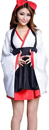 Amazon Buy The World 巫女服 黒 衣装 レデイース ミニ ハロウィン コスチューム 4点セット Free ホワイト ブラック コスプレ 仮装 通販
