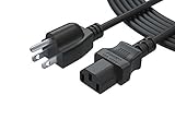 Pwr+ Extra Long 15 Ft Cable 3 Prong AC Power Cord: [UL LISTED] NEMA 5-15P to IEC320C13 Plug for LCD TV Monitor Plasma DLP LED Screen Printer PS4 Pro