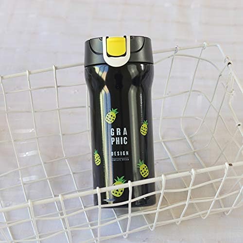 Simmia Sport Vacuum Insulated Water Bottles Flask,Fresh portable mugs cute stainless steel, pineapple, 380ML