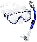 Phantom Aquatics Panoramic Scuba Mask Snorkel Set, Blue