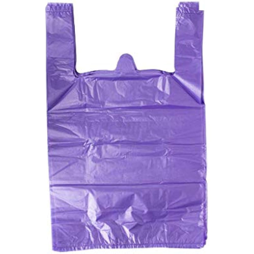 12 X 20 Inch Plastic Thick Purple Shirt Bags, Handle Shopping Multi-Use