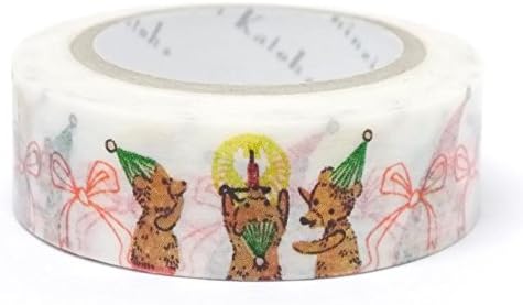 Shinzi Katoh White Washi Adhesive Tape with Santa, Bears, Bows