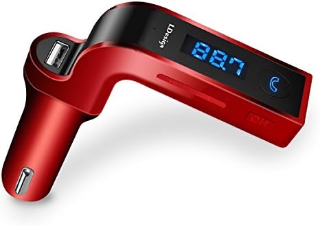 Bluetooth FM Transmitter, LDesign Universal Wireless In-Car FM Radio Adapter Car Kit with Hand Free Call | Stereo 4 Modes Music Play | TF Card &amp;U-Disk Reading for iPhone and Other smartphone-Red