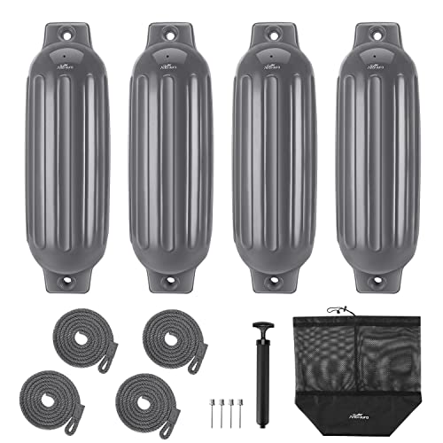 Affordura Boat Fender 4 Pack Boat Bumpers Fenders With 4 Ropes, Boat