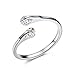 Difines Redbarry 18k Platinum Plated Double 0.25ct CZ Tension-mount Engagement Open Rings, Size 7
