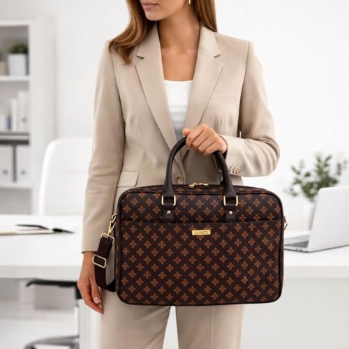 Pasta Executiva Feminina Para Notebook 39cm Bolsa de Trabalho com Alça Transversal Removível e Zíper Duplo