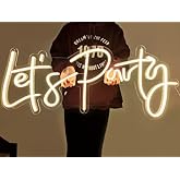 Divatla Super Large Neon Sign - 'Let's Party' for Engagement, Prom, Wedding & More - Dimmable, Warm White