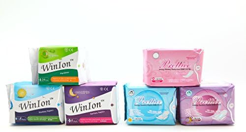 Mix Value Package - Winalite Winion Anion Sanitary Napkin ( 1x Day Use 1x Overnight + 1x Regular Panty liner ) + Prettiee Energy Sanitary Menstrual Pad ( 1x Day + 1x Night + 1x Panty liner )
