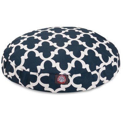 Navy Trellis Small Round Indoor Outdoor Pet Dog Bed With Removable Washable Cover By Majestic Pet Products