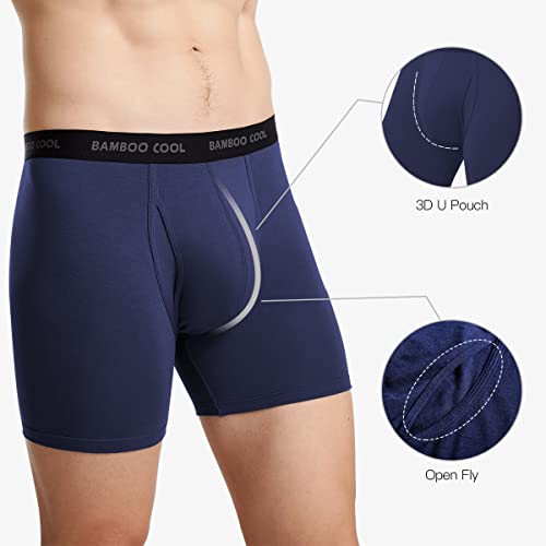 BAMBOO COOL Men's Underwear Boxer Briefs 5 Pack Bamboo Viscose Soft