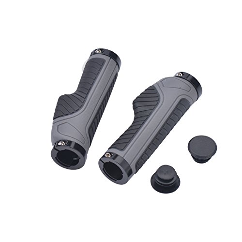 Zukam MTB BMX Bicycle Handlebar Grips Taps Ergonomic Design Widen Holding Surface Double Lock on olding Surface Double Lock on Anti-slip (Gray/Black)