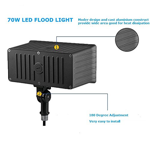 1000LED LED Flood Light High Lumens 70W 8,050Lm Daylight 5000K AC110-277V Waterproof IP65 UL DLC Listed for Wall Light Security Backyard Area
