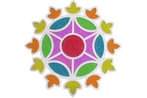 ADITRI CREATION DIY MDF Readymade Round Diya Designer Rangoli Mat Easy to Use Rangoli Template Easy to Fill Wooden MDF Rangoli Boards for Indian Traditional Diwali Festival (Size:- 12 Inches Diameter)(Off-White)