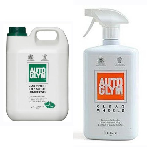 Large Autoglym Bottle Quality Bodywork Shampoo, 2.5 Litre+Auto Glym Clean Wheels, 1 Litre