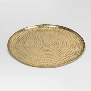 Food Service 85977 16 in. Hammered Platter - Gold