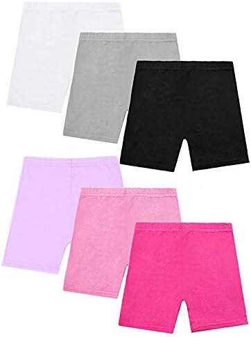 EEZYCHOIC6 Pack Dance Shorts Under Dress Girls Bike Short for Sports Breathable and Safety 6 Color Under Skirt Shorts for Girls (6-7T)