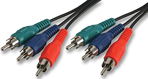 PRO SIGNAL 3x RGB Phono (RCA) Male to Male Lead, 2m Black – Nickel Plated Connectors, Colour Coded for Component Video - PSG03236