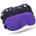 3PCS Sleep Mask Night, Eye Mask for Sleeping with Adjustable Strap, Comfortable & Soft for Women and Men, Sleeping Aid, 3D Contoured Blindfold for Travel, Shift Work, Blocks Light, Black/Purple/Star