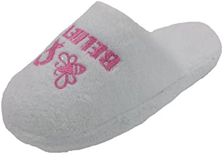 Women's Breast Cancer Awareness Support Pink Ribbon Slip On Slippers, White Believe, Large