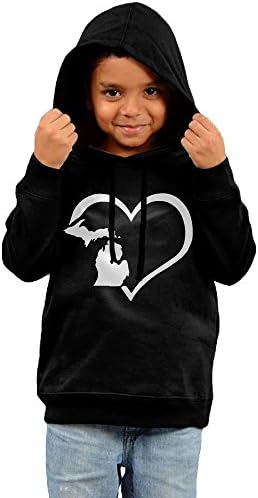 Childrens Unisex Love Heart Michigan State Flag Map-1 Pullover Hoodie